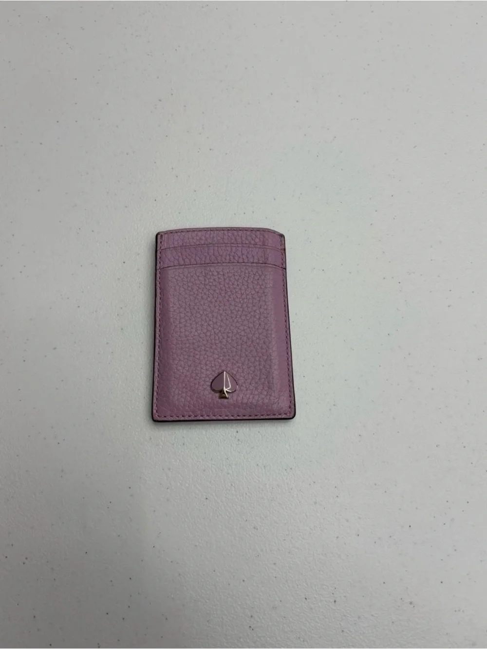 Kate Spade New York lilac leather card holder with textured pebbled finish